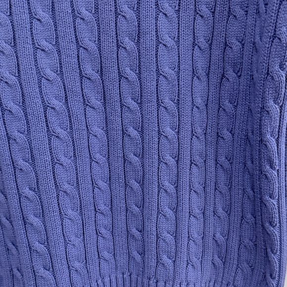 Vintage L.L. Bean Women's Large Lavender Cable Knit Fisherman Cotton Sweater - Picture 4 of 4